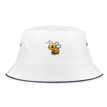 Süße Comic Biene - Bucket Hat - Weiß/Navy - Vorne