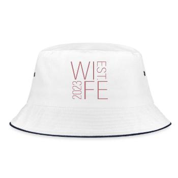 Wife Est. 2023 Married Couple Matching Wedding - Bucket Hat - white/navy - Front