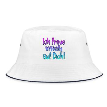 Ich freue mich auf Dich - SPRÜCHE - Bucket Hat - Weiß/Navy - Vorne