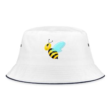Fliegende anmutige Biene - Bucket Hat - Weiß/Navy - Vorne