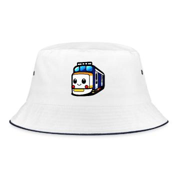 Lokomotive, Zug, Eisenbahn - Bucket Hat - Weiß/Navy - Vorne