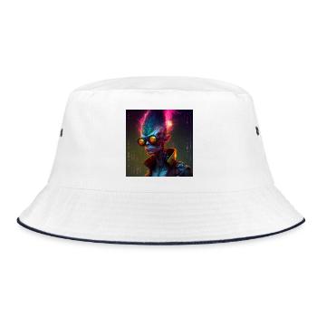 Funky alien 01 - Bucket Hat - Weiß/Navy - Vorne