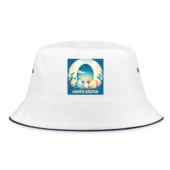 Happy Easter, Easter Egg - Bucket Hat - white/navy - Front