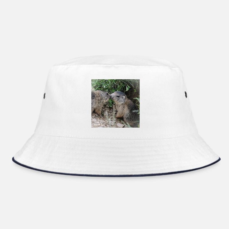 Murmeltiere 5 verschmust. Alpen Liebe und Geschenk - Bucket Hat - Weiß/Navy