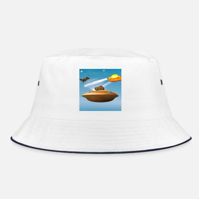 UFO-Kappen - Bucket Hat - Weiß/Navy
