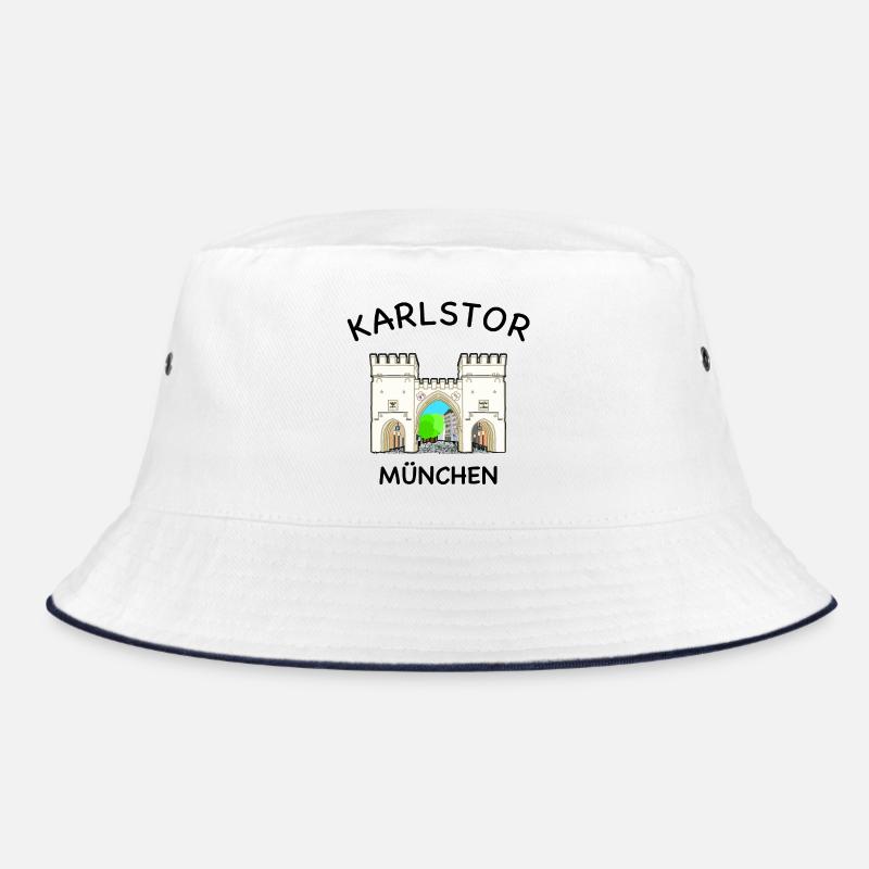 München, Karlstor am Stachus, Bayern - Bucket Hat - Weiß/Navy