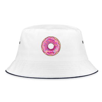 Neon Pink Sprinkled Donut - Bucket Hat - white/navy - Front