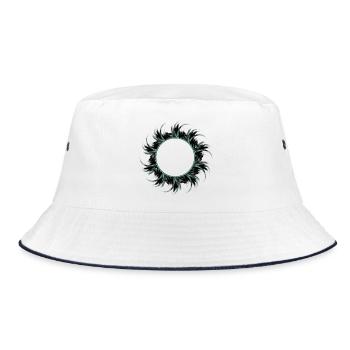 round frame made of drawn feathers - Bucket Hat - white/navy - Front