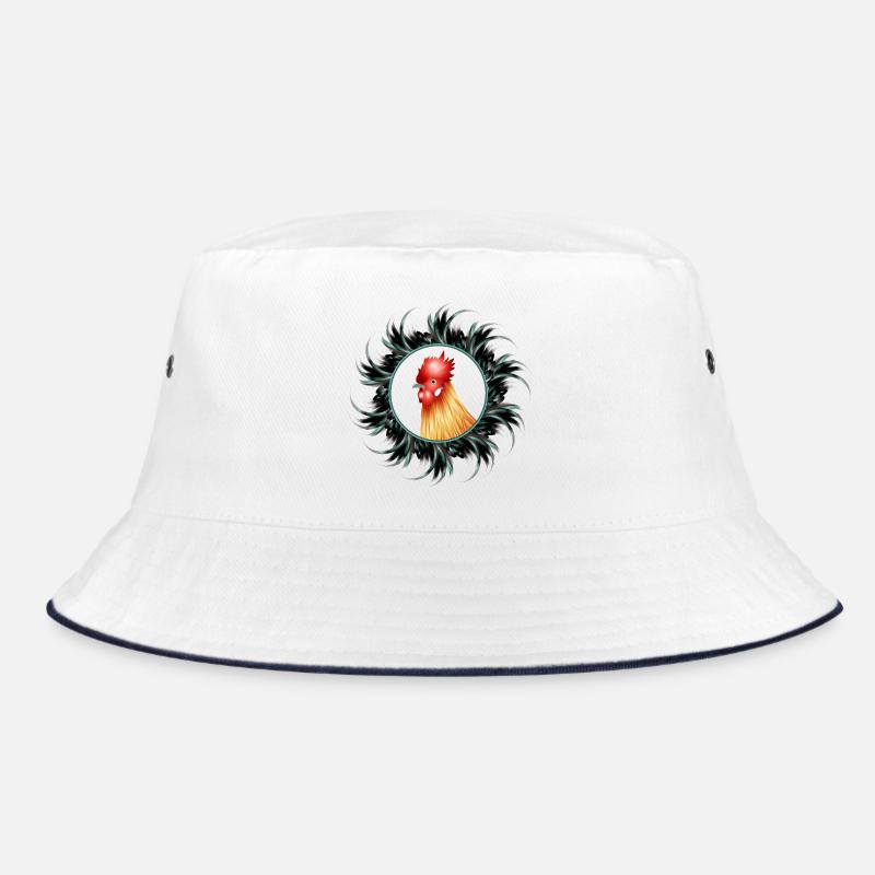 magnificent rooster in feather frame Bucket Hat