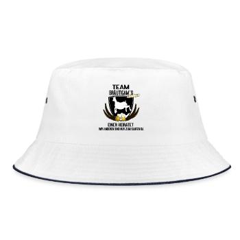 Team Bräutigam´s - einer heiratet, der Rest trinkt - Bucket Hat - Weiß/Navy - Vorne
