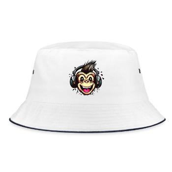 Drôle de singe avec des écouteurs - Bob - blanc/marine - Devant
