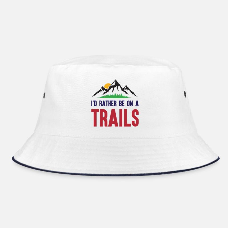 Berge - Ich bin lieber auf einem Trail - Bucket Hat - Weiß/Navy