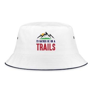 Mountains - I'd Rather Be on a Trail - Bucket Hat - white/navy - Front