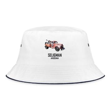 Old car in Seligman in Arizona, US Road 66 - Bucket Hat - white/navy - Front