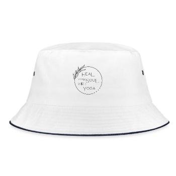 HEALyourSOULwithYOGA - Bucket Hat - Weiß/Navy - Vorne