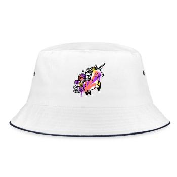 Skurriles Einhorn mit Splash Art - Bucket Hat - Weiß/Navy - Vorne