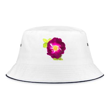 Purple Rose - Gemälde - Bucket Hat - Weiß/Navy - Vorne