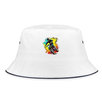 Motocross Farbexplosion - Bucket Hat - Weiß/Navy - Vorne