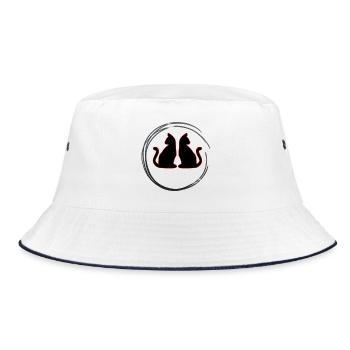 Red / Black Twin Cats - Bucket Hat - white/navy - Front
