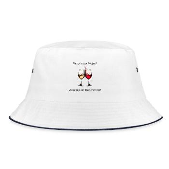 Zwei Weingläser stoßen - Bucket Hat - Weiß/Navy - Vorne