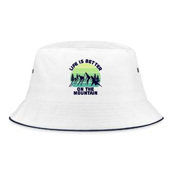 Bergwanderung Wanderung Wandern Berge Statement - Bucket Hat - Weiß/Navy - Vorne
