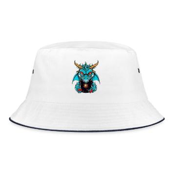 Dragon design with mystical scenery - Bucket Hat - white/navy - Front