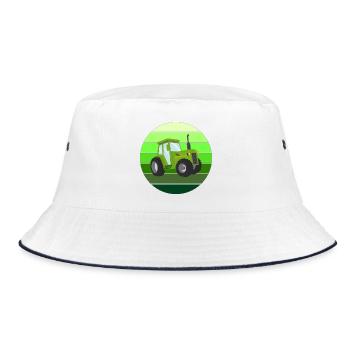 Traktor, Bauer, Bauer, Landwirt - Bucket Hat - Weiß/Navy - Vorne