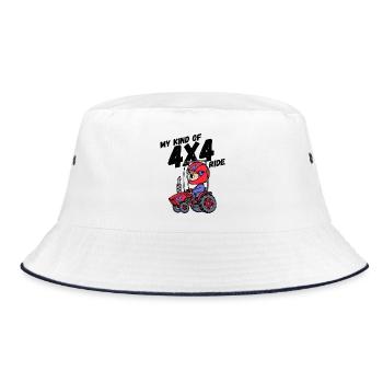 Nutzfahrzeug Traktor Statement Landleben Jungbauer - Bucket Hat - Weiß/Navy - Vorne