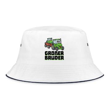 Landwirt Traktor Statement Schlepper Nutzfahrzeug - Bucket Hat - Weiß/Navy - Vorne