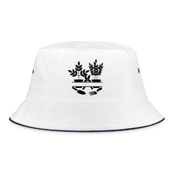 Garden gardener tools two plants - Bucket Hat - white/navy - Front
