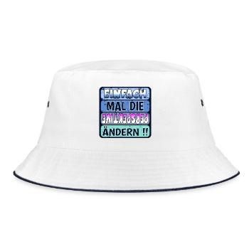 VERÄNDERUNG - PERSPEKTIVE ÄNDERN - Bucket Hat - Weiß/Navy - Vorne