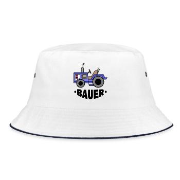 Landmaschinen Spruch Bauer Traktor Nutzfahrzeug - Bucket Hat - Weiß/Navy - Vorne