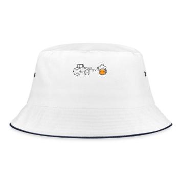 Motor Vehicle Tractor Commercial Vehicle Arable Farming Field - Bucket Hat - white/navy - Front