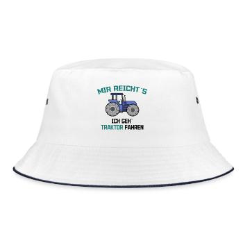 Traktor Statement Bauer Ackerbau Kraftfahrzeug - Bucket Hat - Weiß/Navy - Vorne