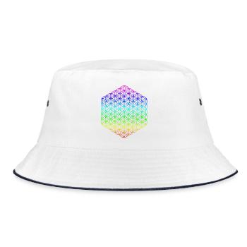 Flower of Life - 5th Dimension - Mandala - Bucket Hat - white/navy - Front
