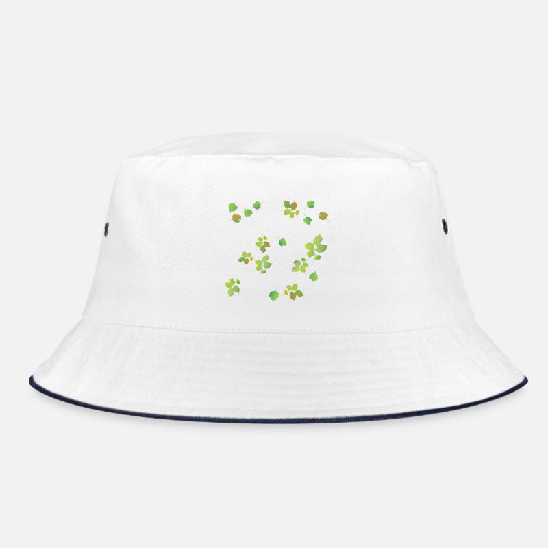 Frühlingsblätter Muster - Bucket Hat - Weiß/Navy