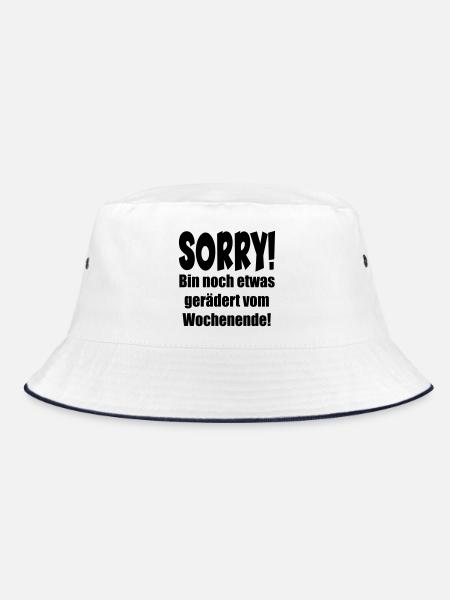 MÜDE - ERSCHÖPFUNG SPRÜCHE WOCHENENDE - ENERGIE - Bucket Hat - Weiß/Navy - Vorne