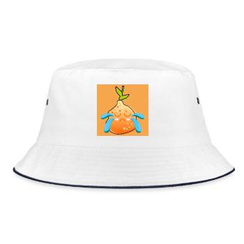 TRAURIGKEIT - TRAURIGE ORANGE - SOMMER FRÜCHTE - Bucket Hat - Weiß/Navy - Vorne