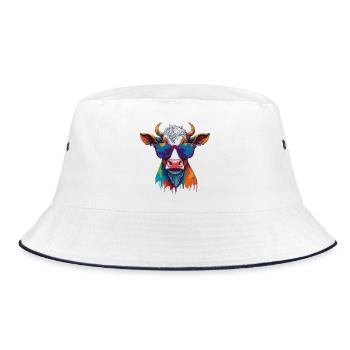 coole Kuh - Bucket Hat - Weiß/Navy - Vorne