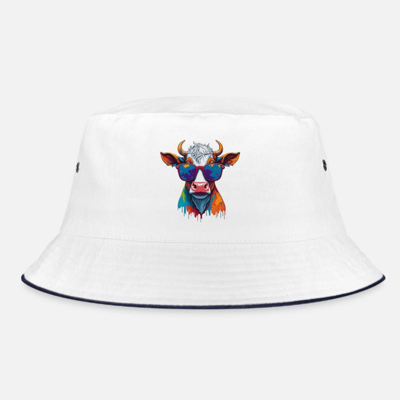 coole Kuh - Bucket Hat - Weiß/Navy
