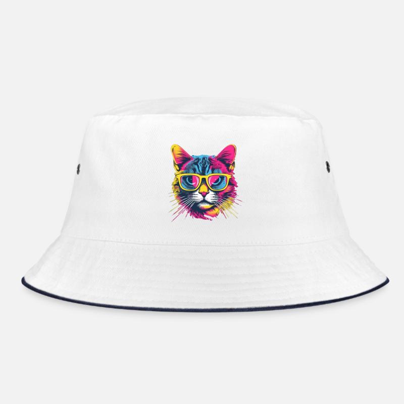 Portrait de chat coloré au néon avec des lunettes de soleil Bob