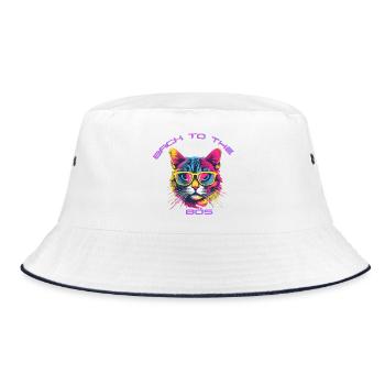 Design rétro chat avec lunettes de soleil - Bob - blanc/marine - Devant