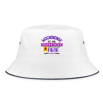 Movies Filme Statement kinoabend Film Schauen Kino - Bucket Hat - Weiß/Navy - Vorne