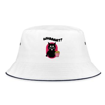 Popcorn Cinema Theater Streaming Cat Movie Night - Bucket Hat - white/navy - Front