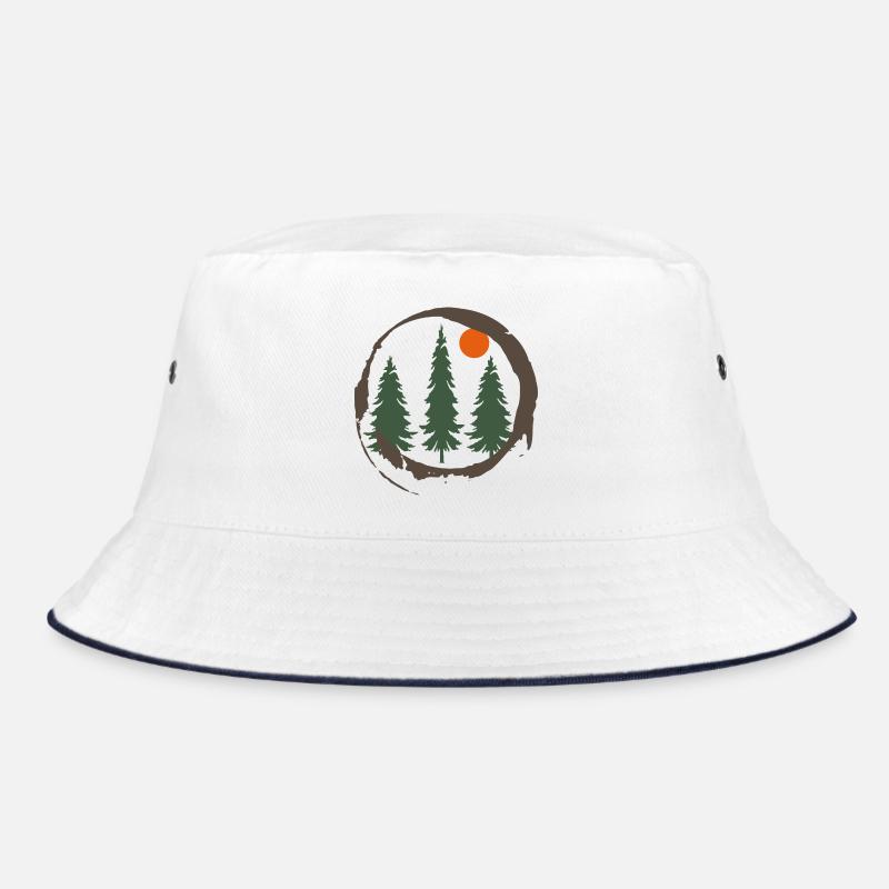Abstract minimalist pine trees forest silhouette Bucket Hat