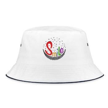 Smile bunt - Bucket Hat - Weiß/Navy - Vorne