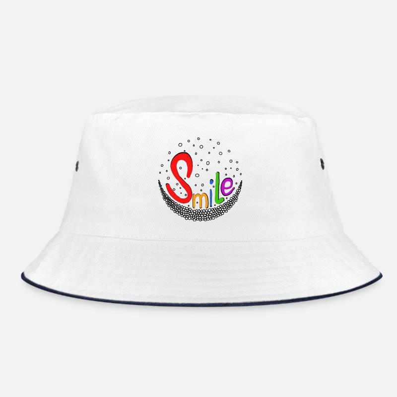 Smile bunt - Bucket Hat - Weiß/Navy