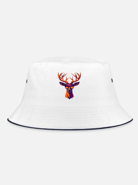 Retro-Hirsch-Revolte - Bucket Hat - Weiß/Navy