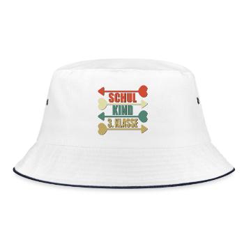 Grundschule Schulkind - 3. Klasse - Bucket Hat - Weiß/Navy - Vorne