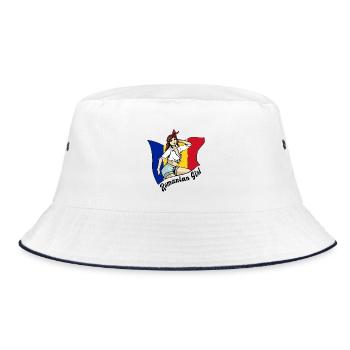 Rumänisches Mädchen Flaggen Design - Bucket Hat - Weiß/Navy - Vorne